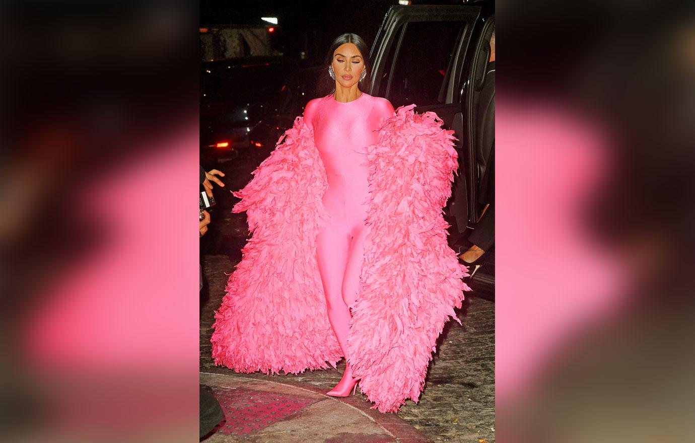 kim kardashian west arrives to the snl after party in balenciaga