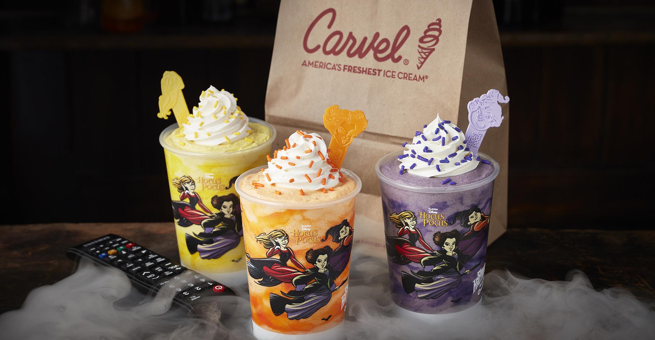 hocus pocus themed ice cream shakes carvel collectible cups spoons