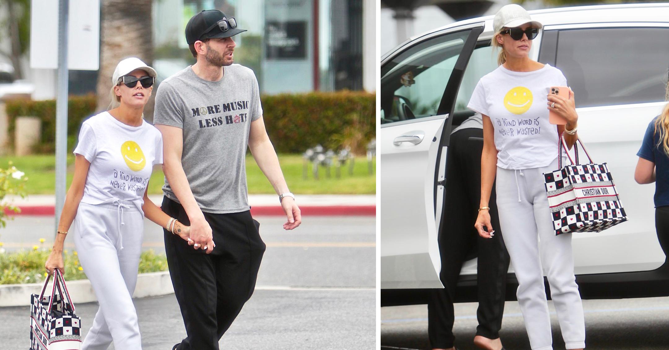 tarek el moussa and heather rae young picking up frozen yogurt with tareks daughter