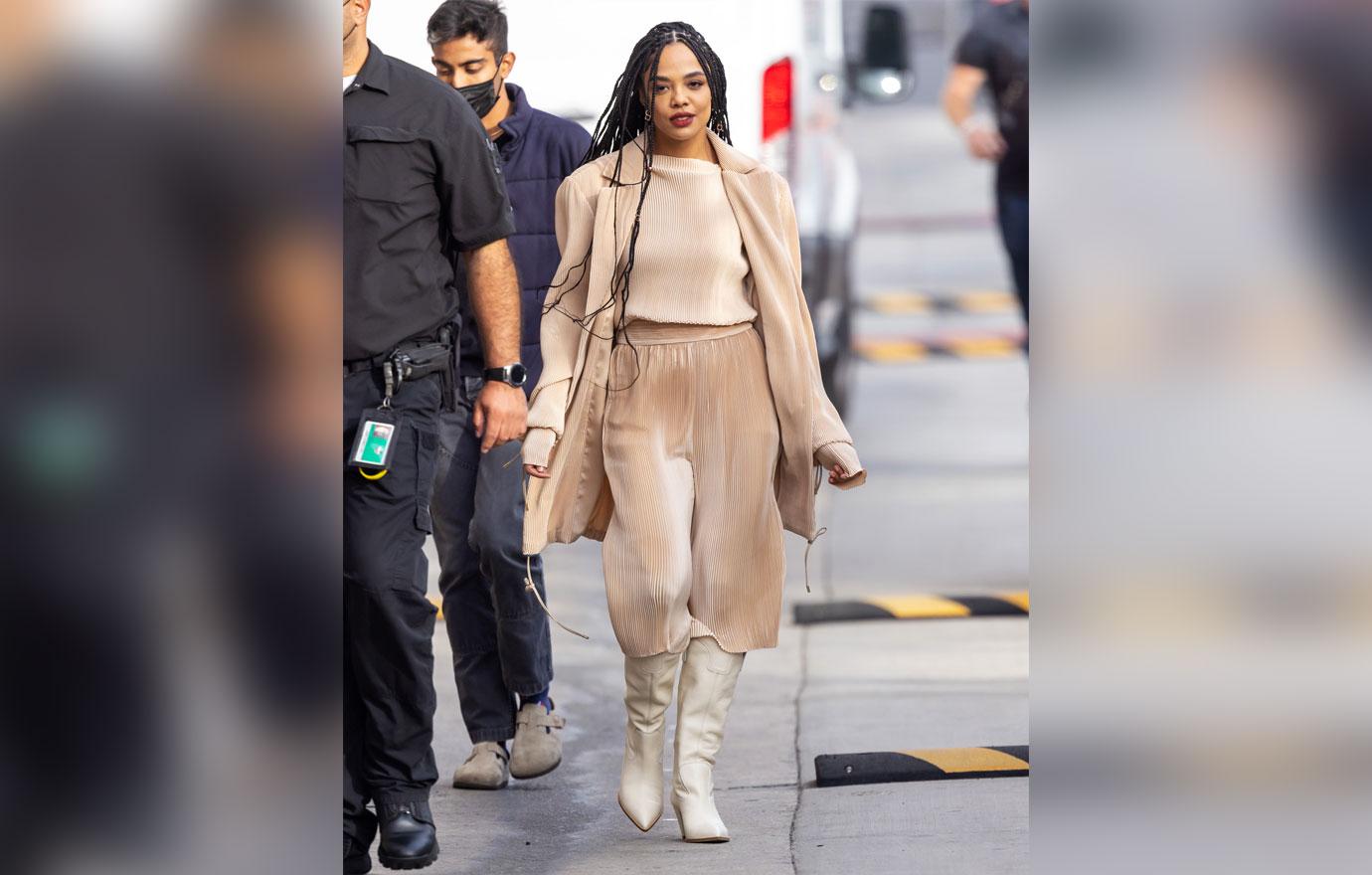 tessa thompson is seen at jimmy kimmel live