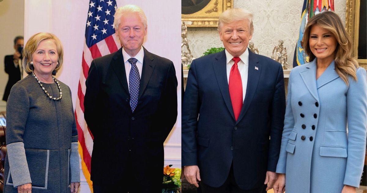 Hillary Clinton and Bill Clinton-Donald Trump and Melania Trump