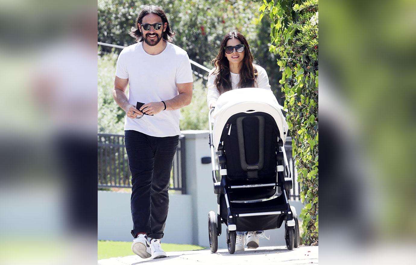 jenna dewan and steve kazee walking with baby