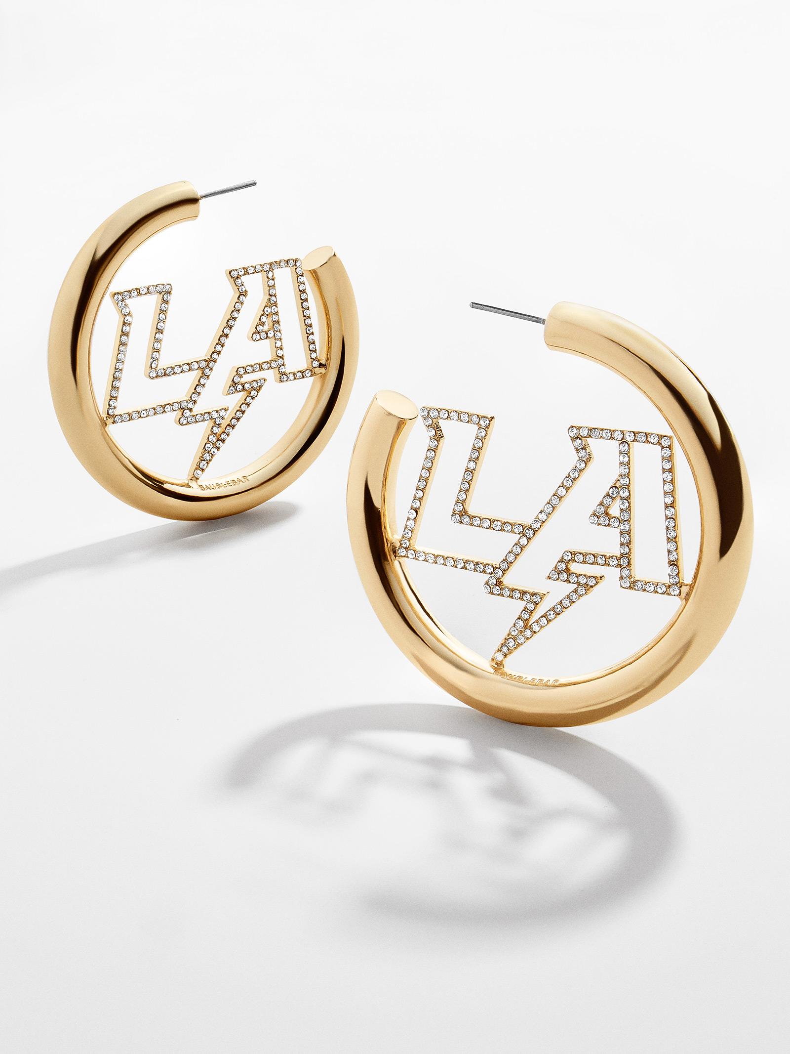 los angeles chargers logo gold hoops