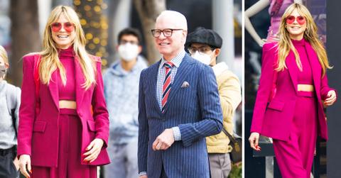 heidi klum and tim gunn are seen filming on rodeo drive in los angeles