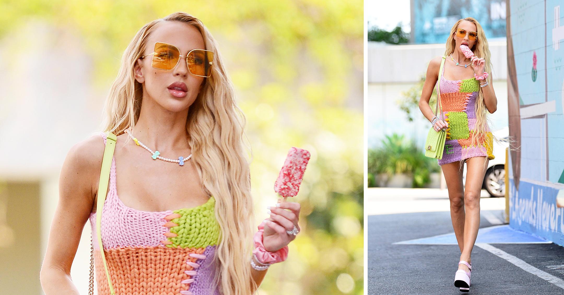 christine quinn cools down with an ice cream in los angeles