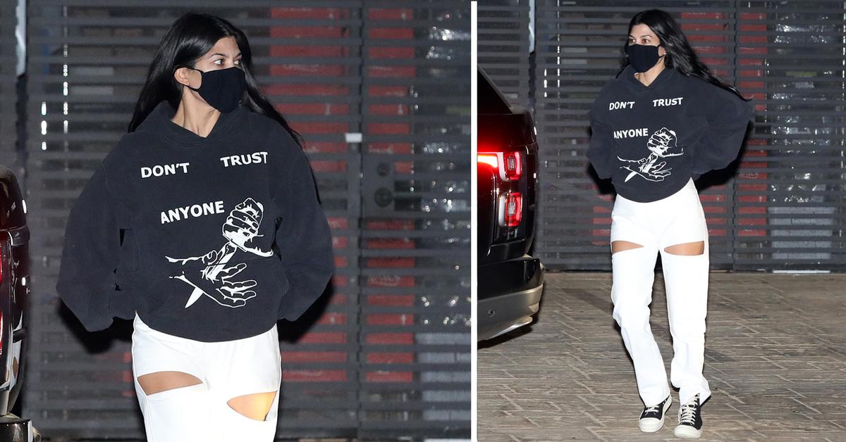 Kourtney Kardashian: Black Bodysuit, Ripped Jeans