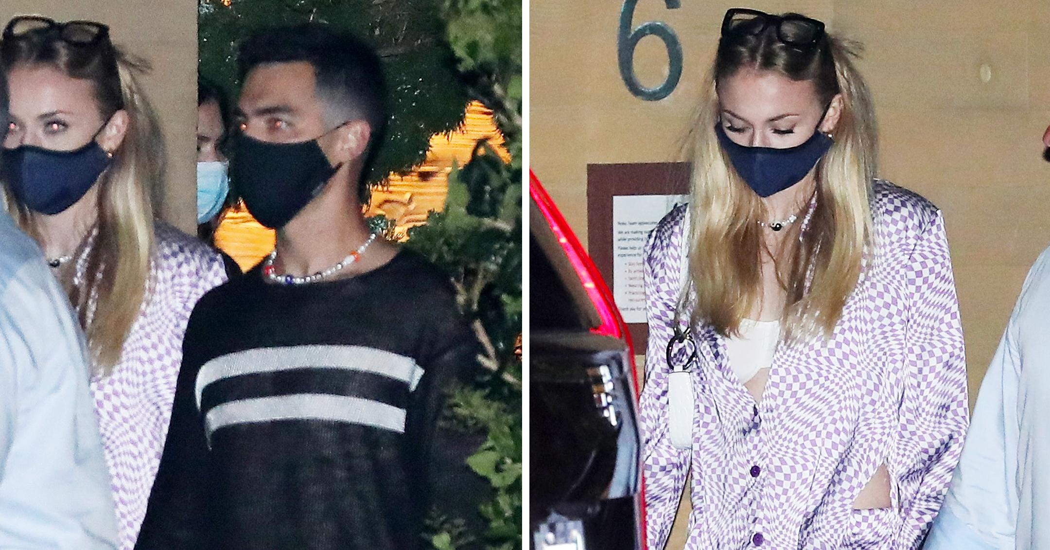 joe jonas and sophie turner walk hand in hand as they leave nobu malibu