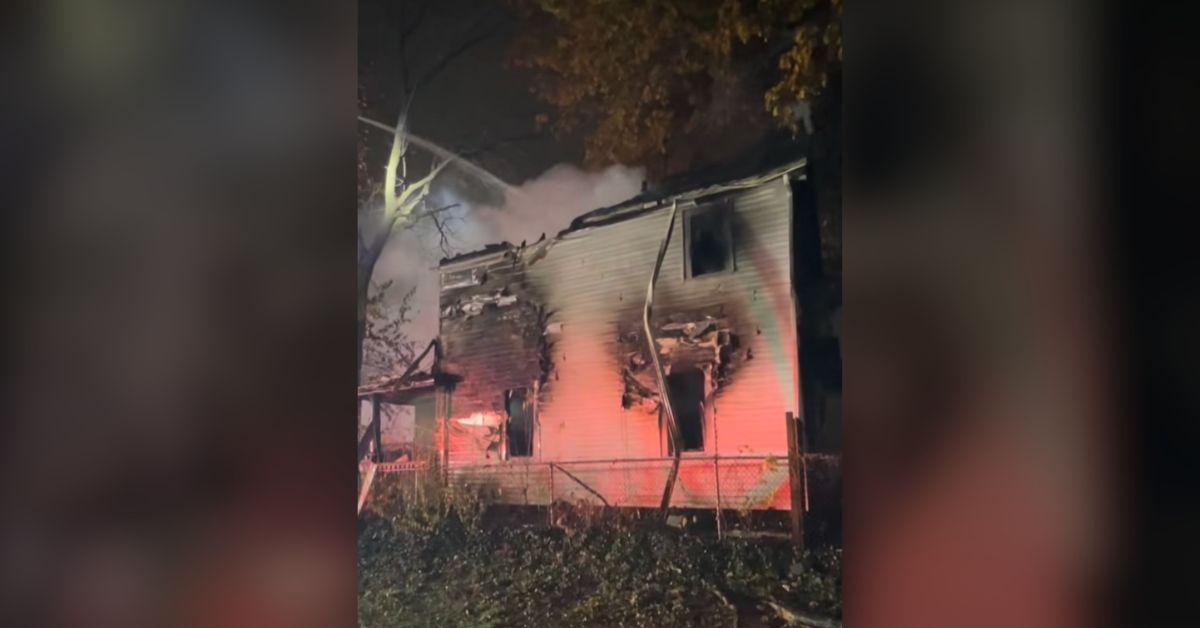 Image of The house was severely burned.