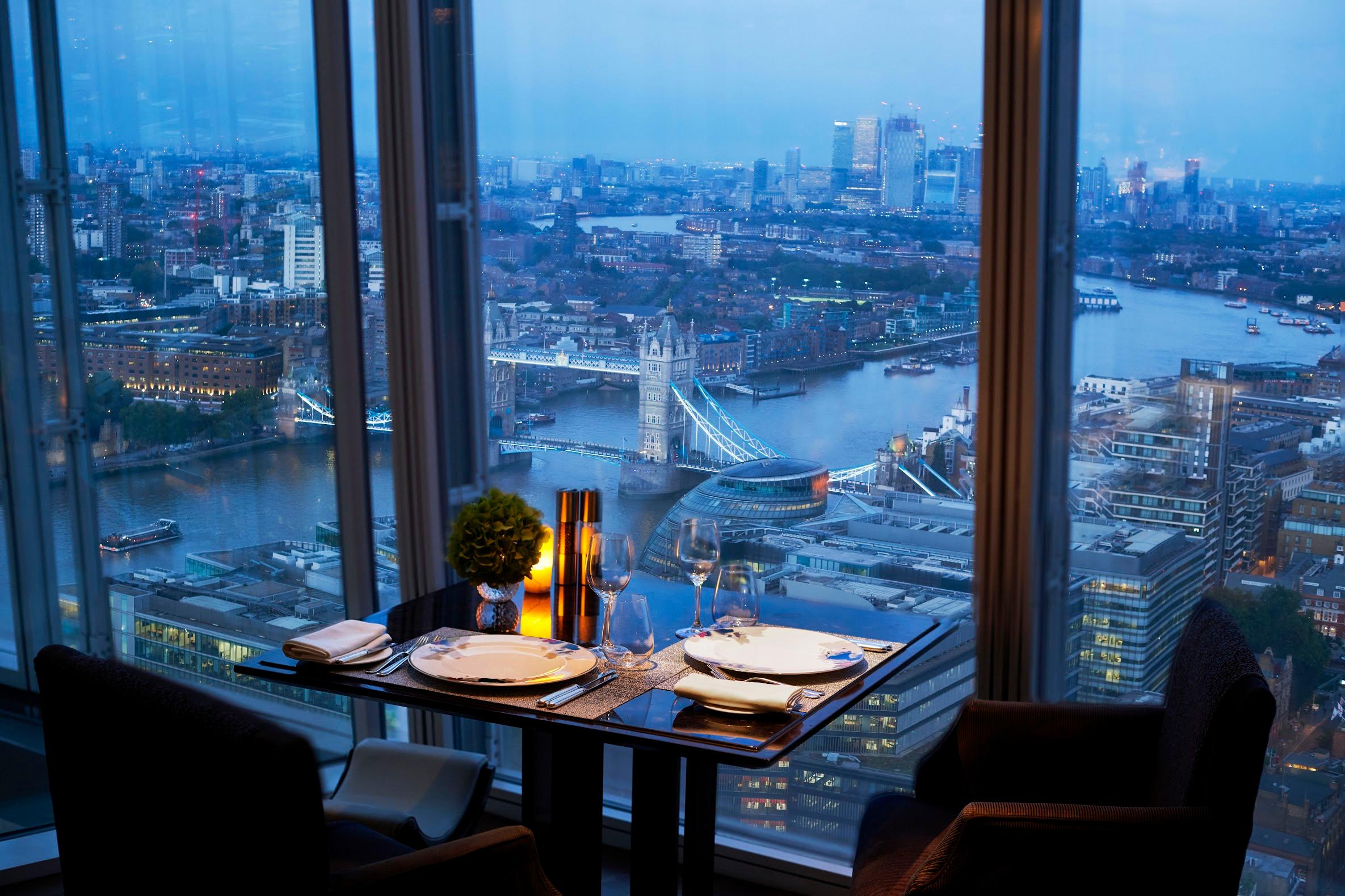 shangri la the shard london ting restaurant table with view