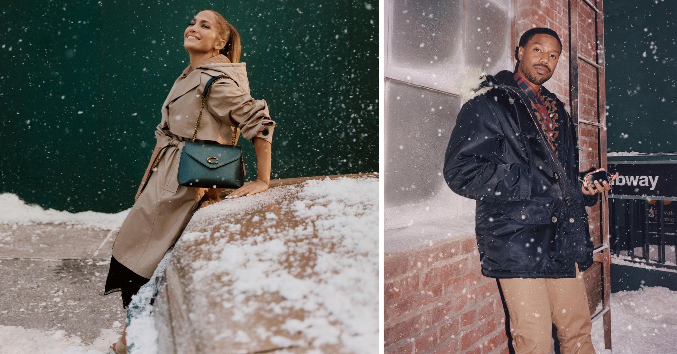 jennifer lopez and michael b jordan get festive in coachs holiday season campaign pp