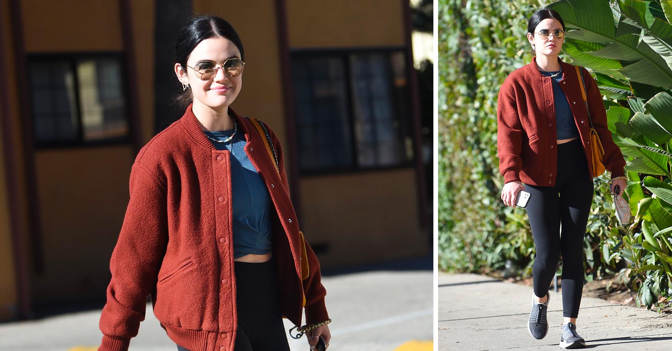 lucy hale is seen heading out to lunch