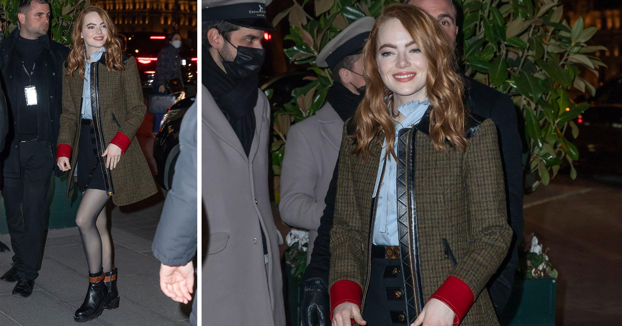 Emma Stone Dons Striped Suit at Louis Vuitton Fall 2023 PFW Show – WWD