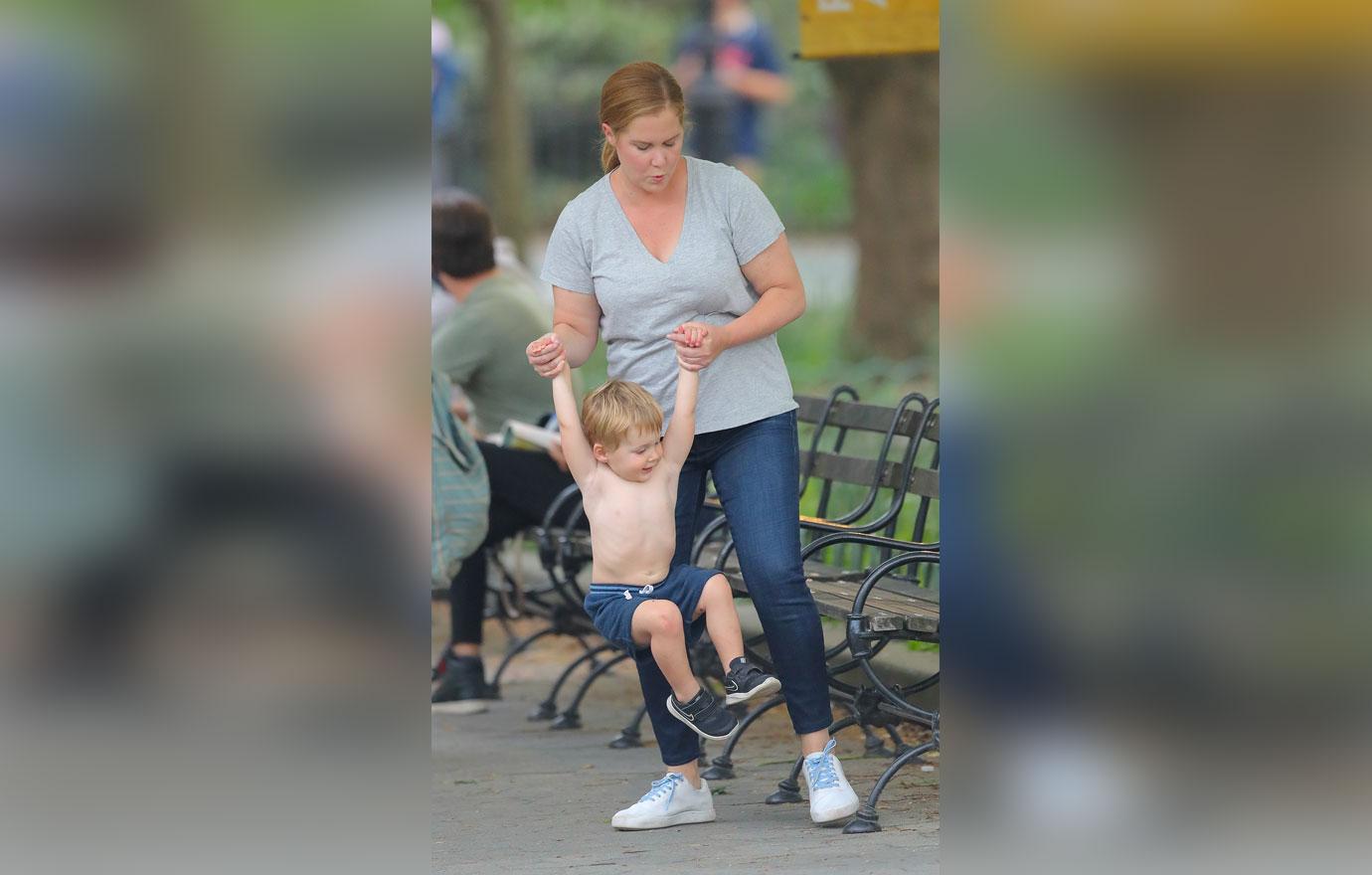 amy schumer and son gene on break from filming life and beth