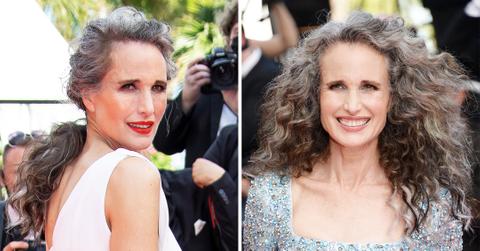 andie macdowell at cannes grey hair