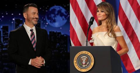 Jimmy Kimmel and Melania Trump in the frame