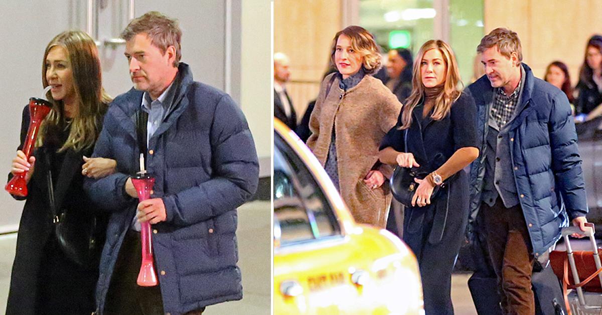 Reese Witherspoon seen wearing blue coat while filming scenes on the set of  'The Morning Show
