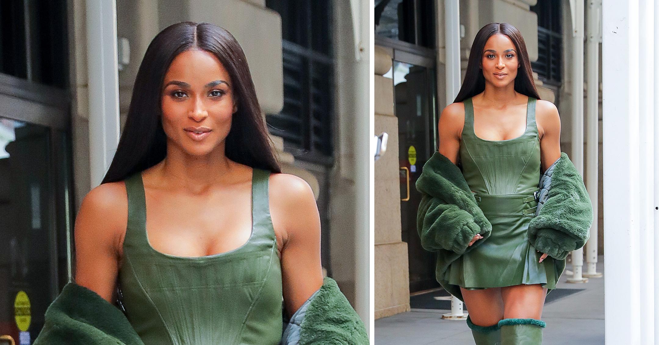 ciara wears all green leaving her nyc hotel