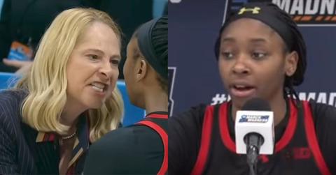 Maryland coach Brenda Frese and college basketballer Oluchi Okananwa