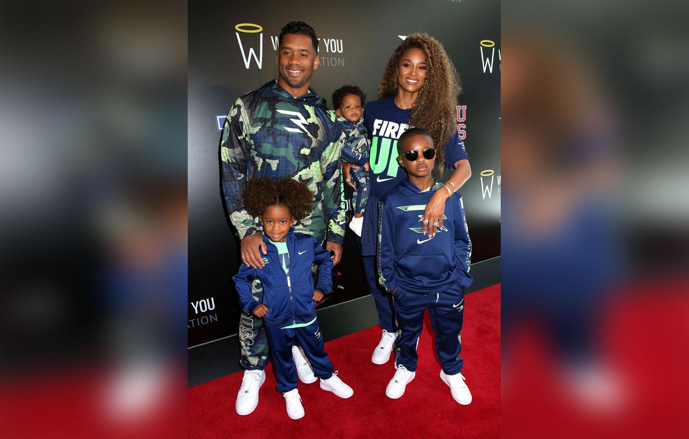 Ciara and kids kitted out in team gear as they root for Russell Wilson's  Seahawks against Falcons