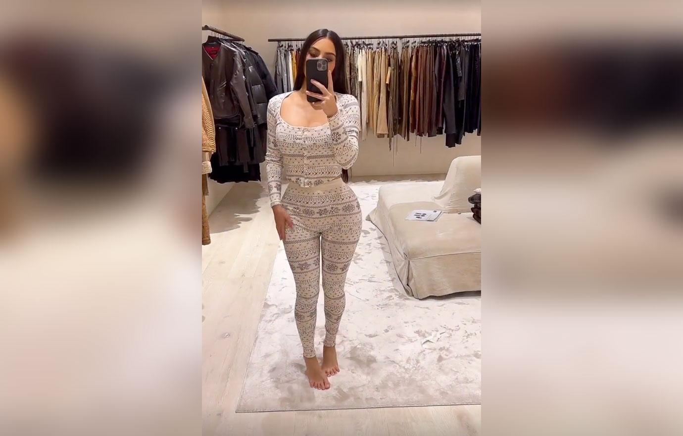 kim kardashian models skims pajamas