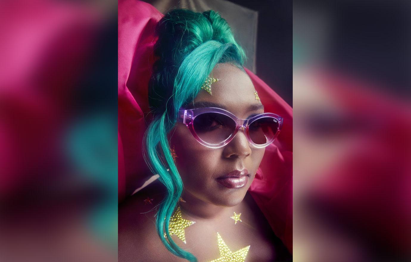 lizzo models eyewear from quay australia