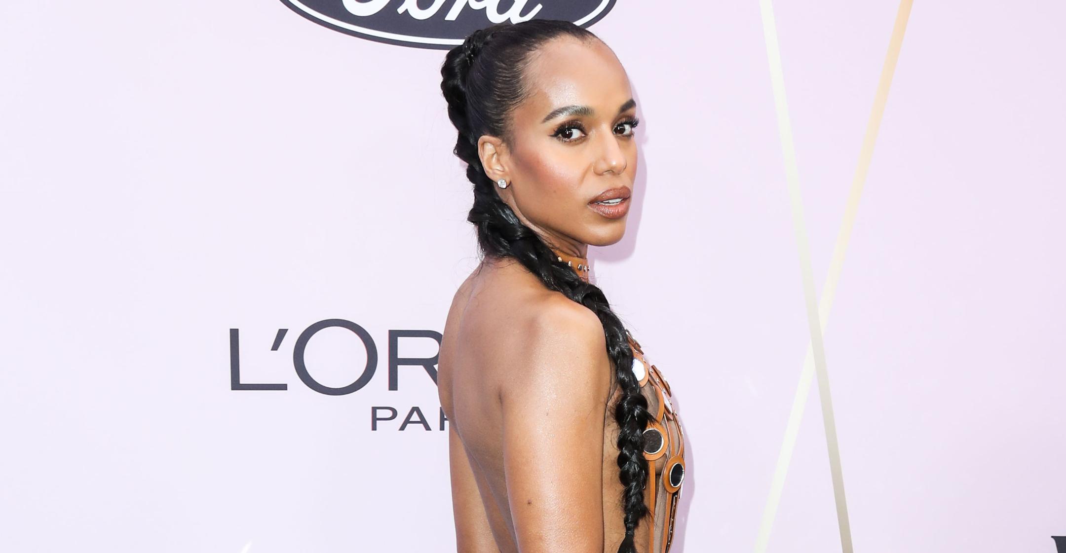 kerry washington debuts curly hairstyle