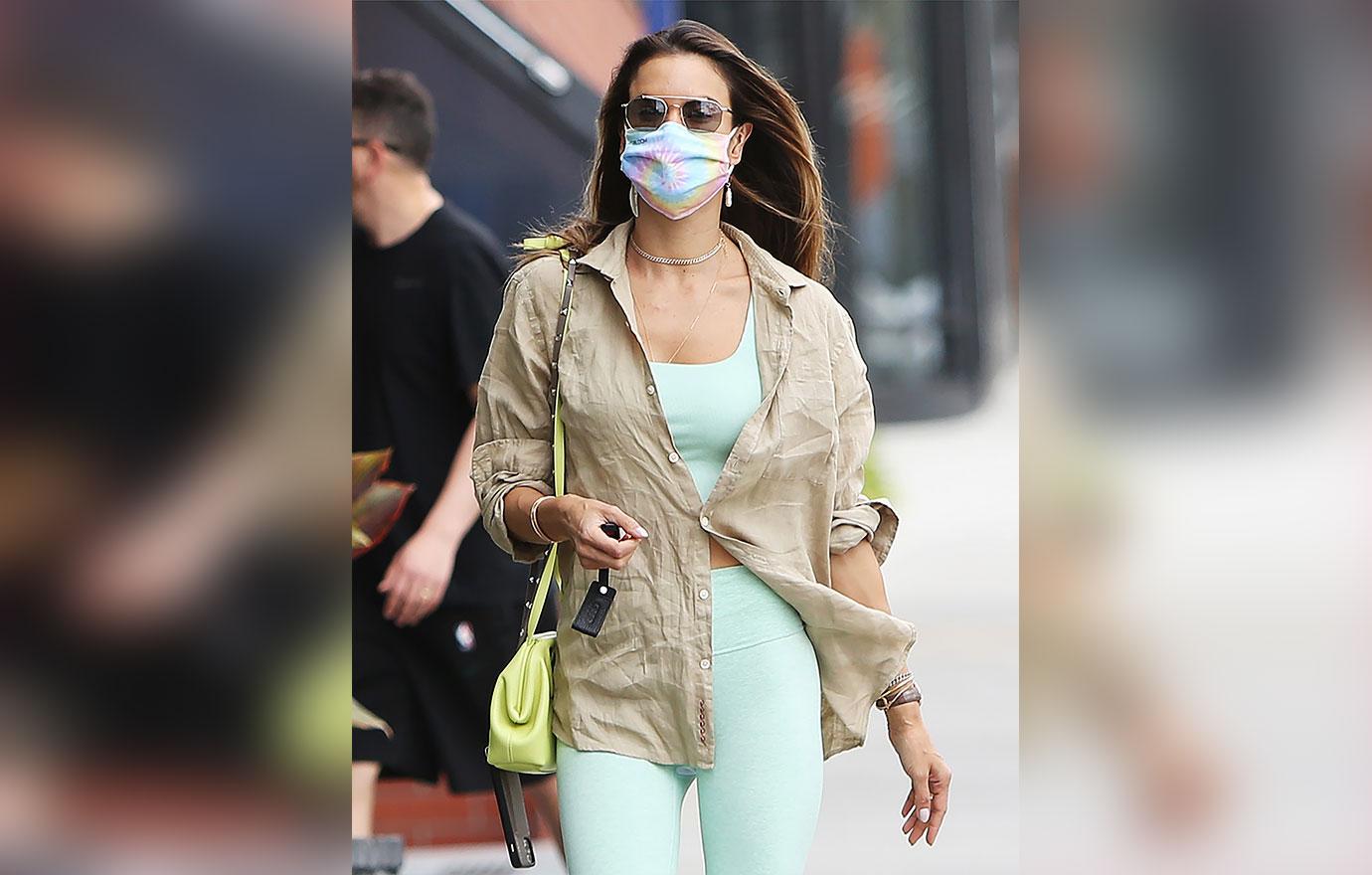 Model Alessandra Ambrosio Sports Mint Green Athleisure Outfit: Photos