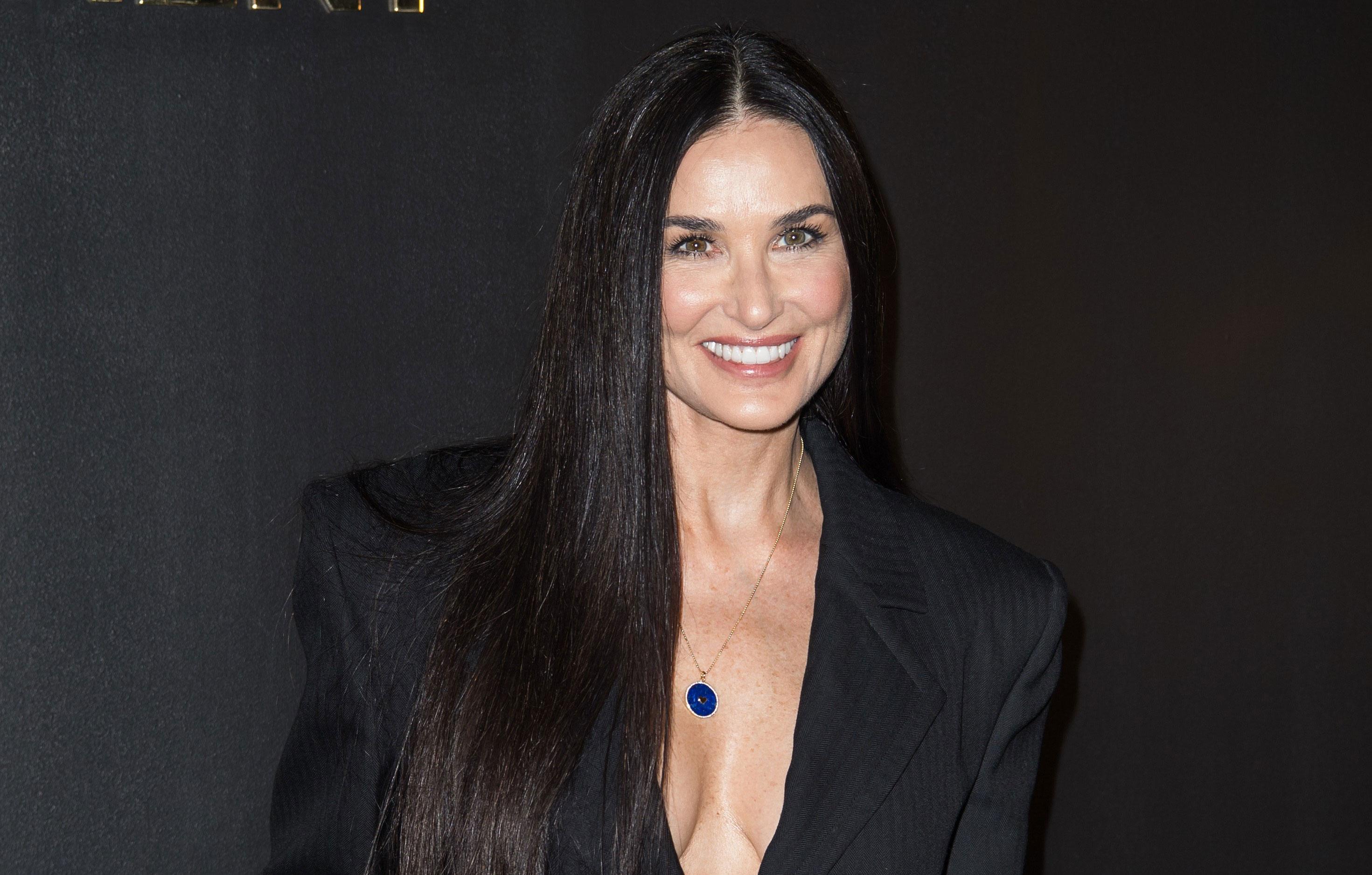 demi moore attends the saint laurent womenswear