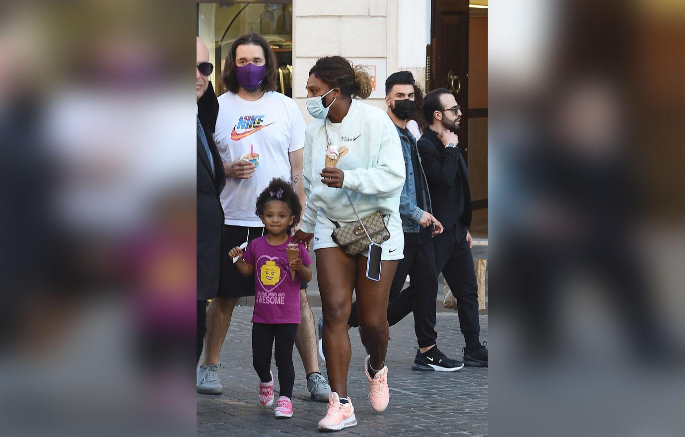 serena williams enjoying ice cream with husband alexis ohanian and daughter olympia in rome