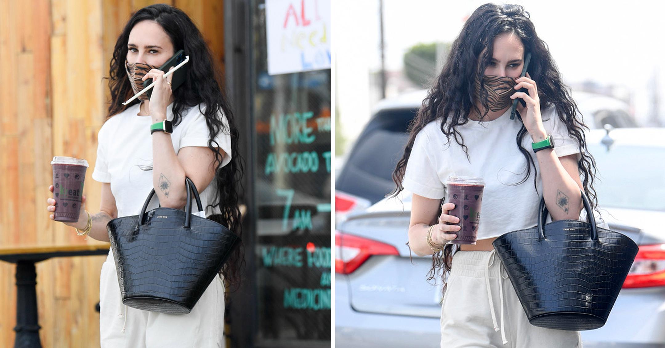 rumer willis picks up a juice at kreation