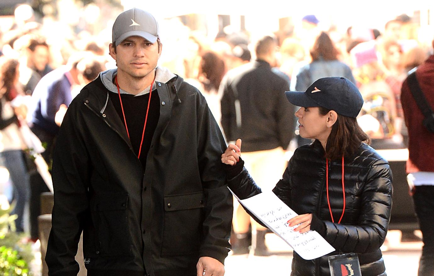 mila kunis ashton kutcher never work same time for sake of kids