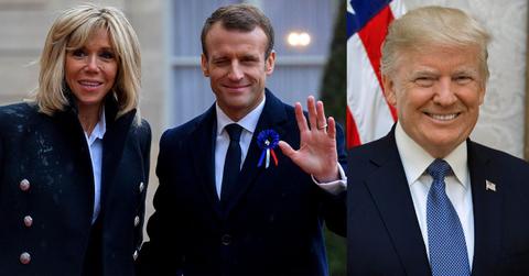 French President Emmanuel Macron and his wife Brigitte, alongside Donald Trump