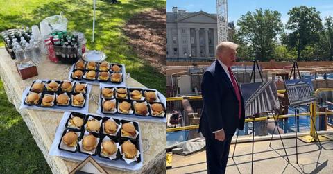 Trump serves breakfast to White House reporters.