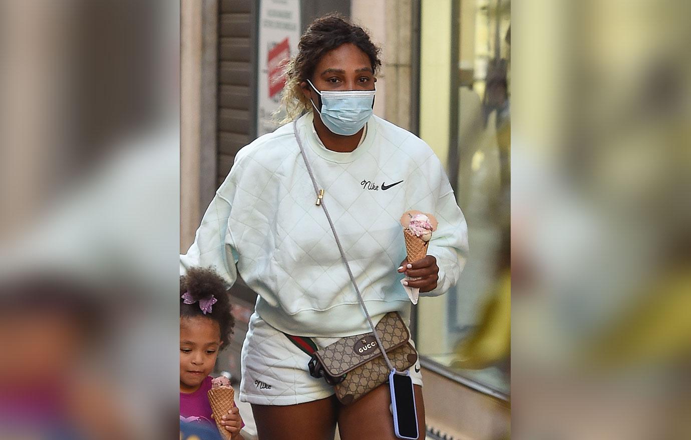 serena williams enjoying ice cream with husband alexis ohanian and daughter olympia in rome