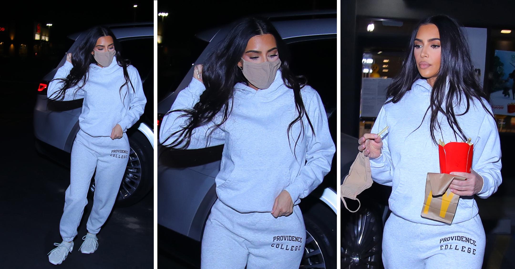 Kim Kardashian A Gray And Yeezy Sneakers: Photos