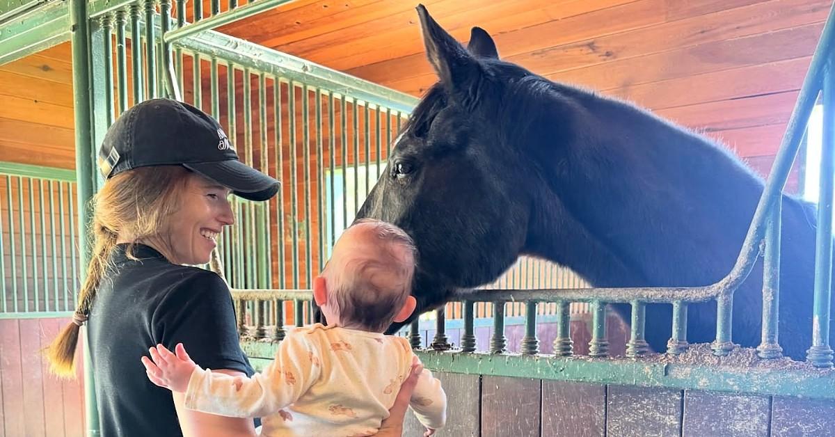 image of The starlet loves having her kids be around animals.