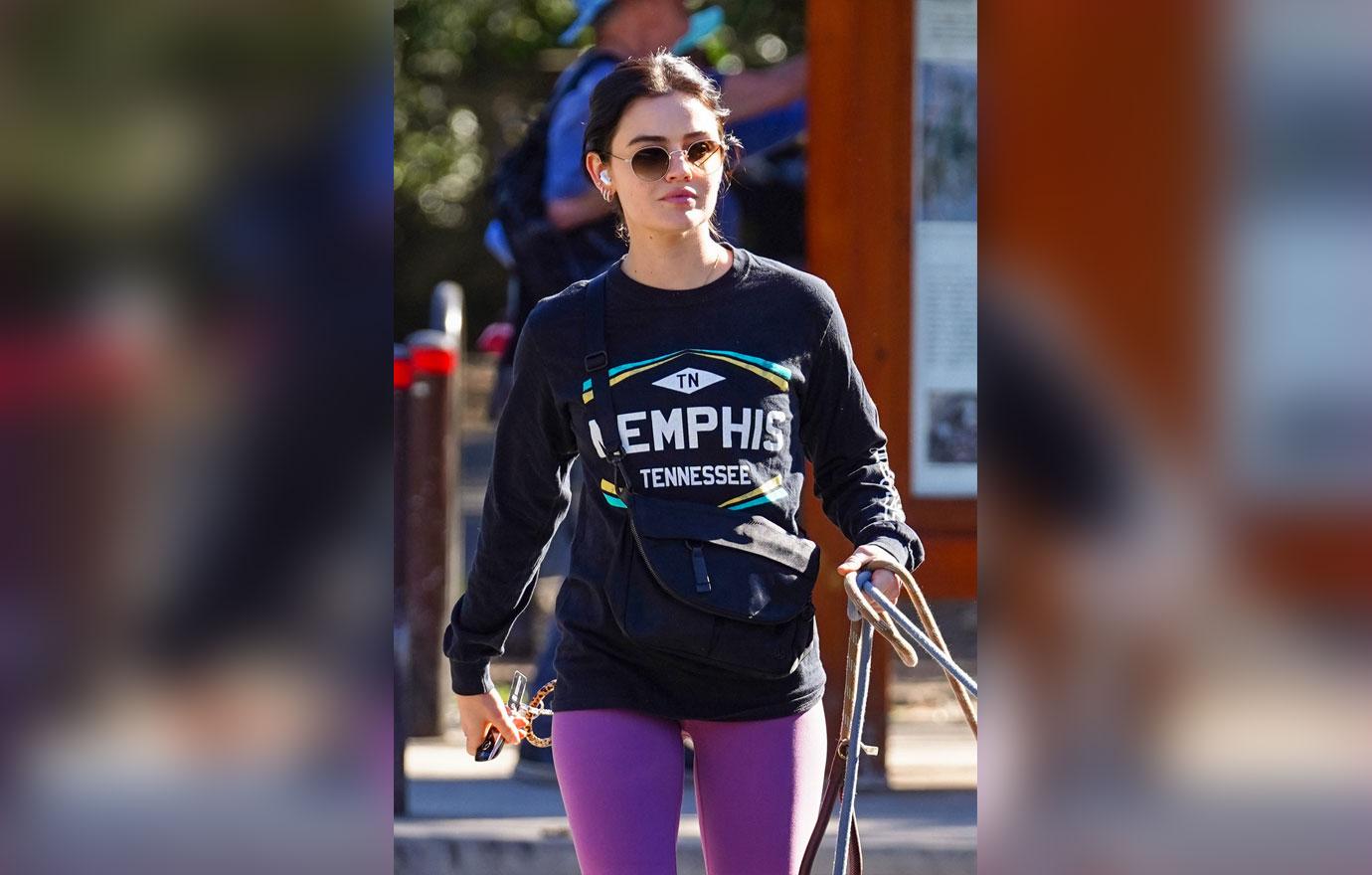 lucy hale walking her dogs beverly hills