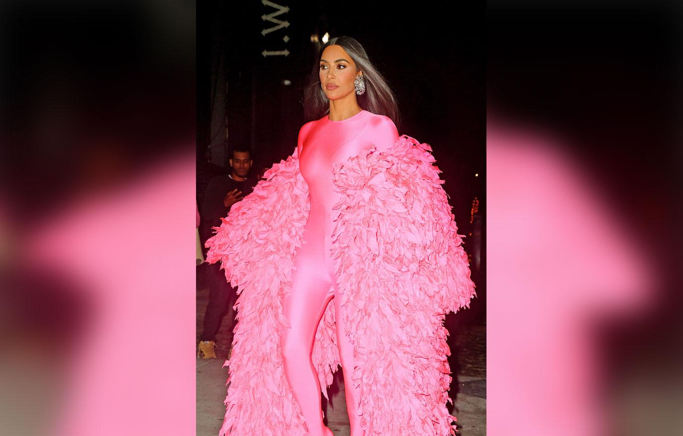 kim kardashian west arrives to the snl after party in balenciaga