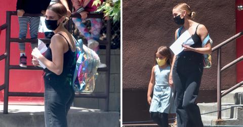 ashlee simpson is seen at the school pick up