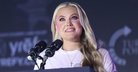 Erika Kirk speaking at a TPUSA event