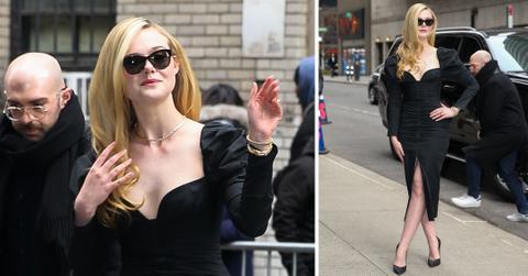 elle fanning is all exited as arriving at the late show with stephen colbert in nyc pp