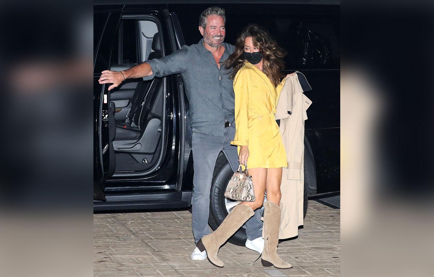 brooke burke and scott rigsby are all smiles as they leave nobu malibu after having dinner