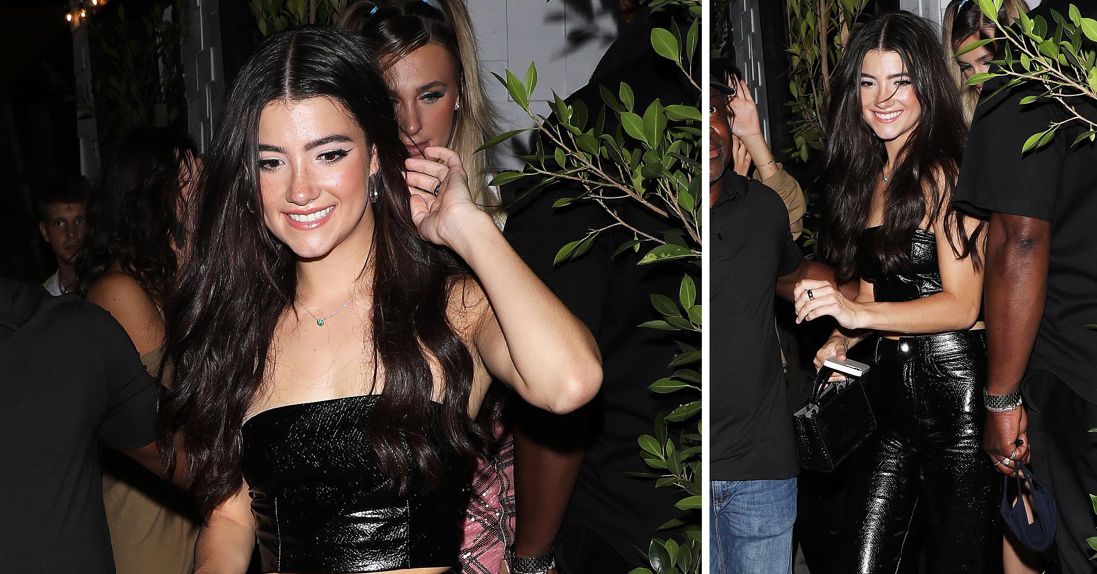 charli damelio is all smiles as she is seen leaving the  love restaurant