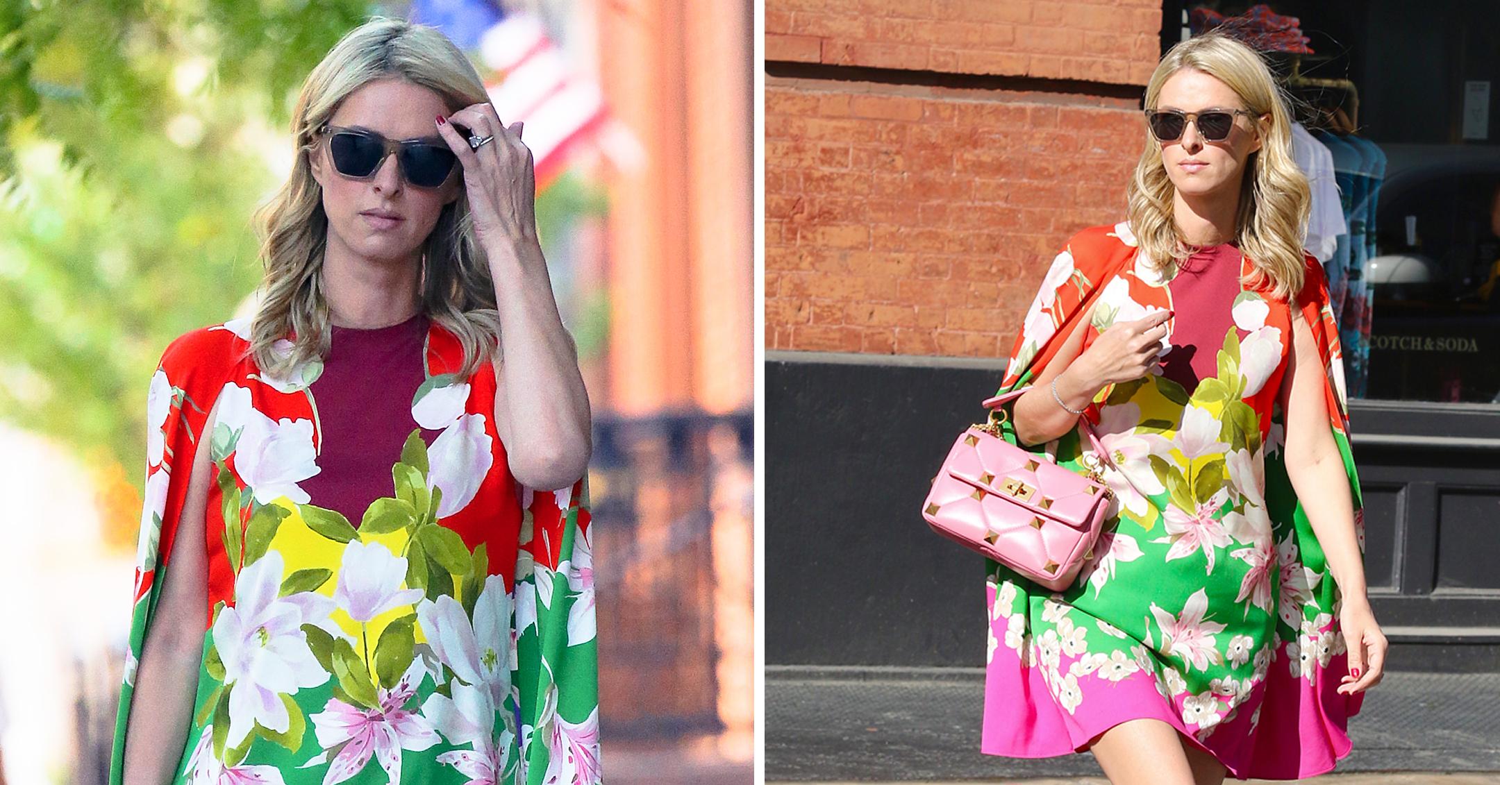 Nicky Hilton wears a floral print summer dress accessorized with a silver Chanel  handbag while out and about in New York City Featuring: Nicky Hilton Where:  New York City, New York, United