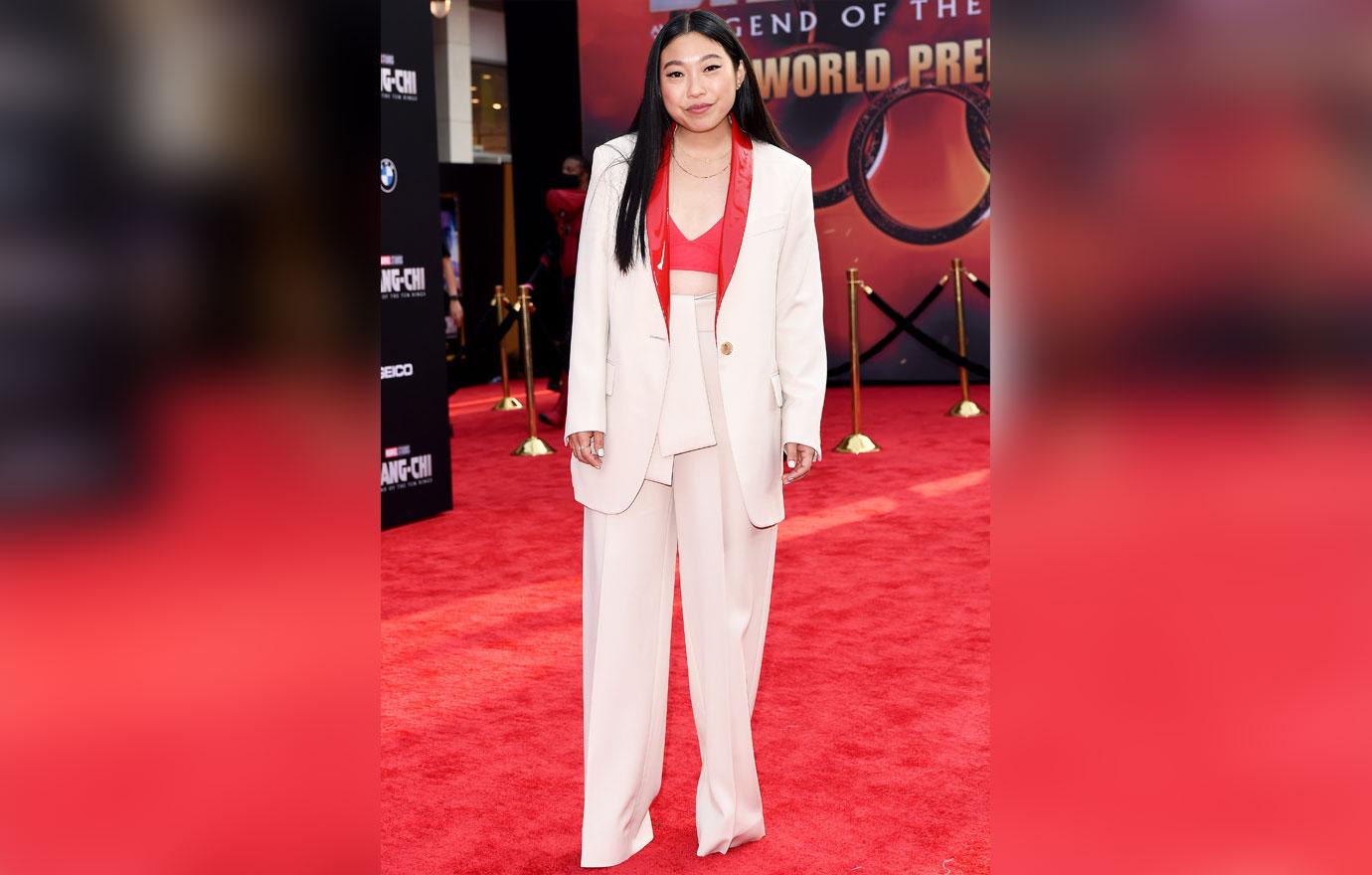 chrishell stause and jason awkwafina jhene aiko at the premiere of shang chi and the legend of the ten rings mh