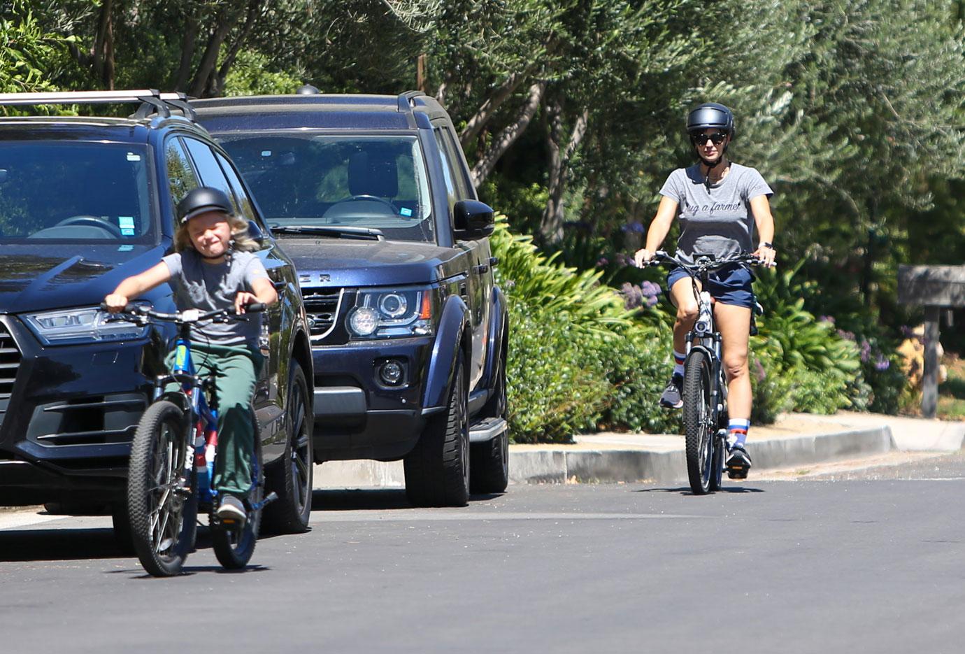 jennifer garner goes for a bicycle ride with her son samuel affleck in pacific palisades