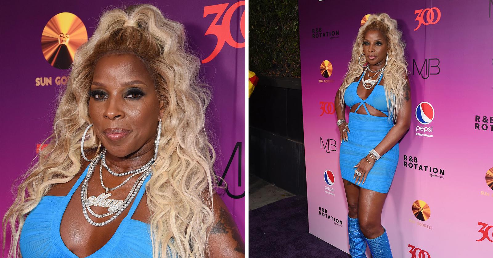 Mary J. Blige Stuns In Cutout Dress & Matching Bedazzled Boots: Photos