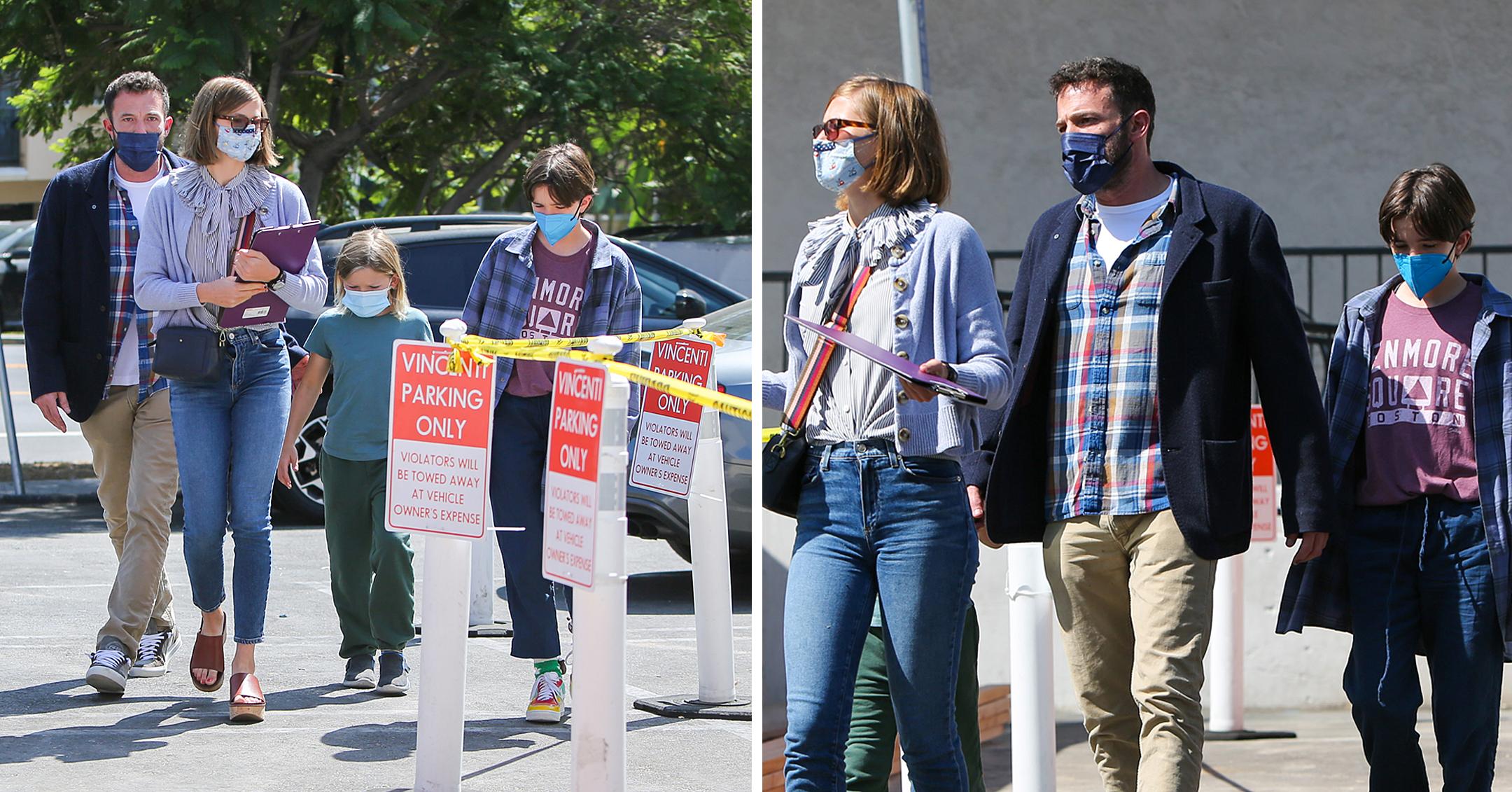 ben affleck seen with children after returning from cannes