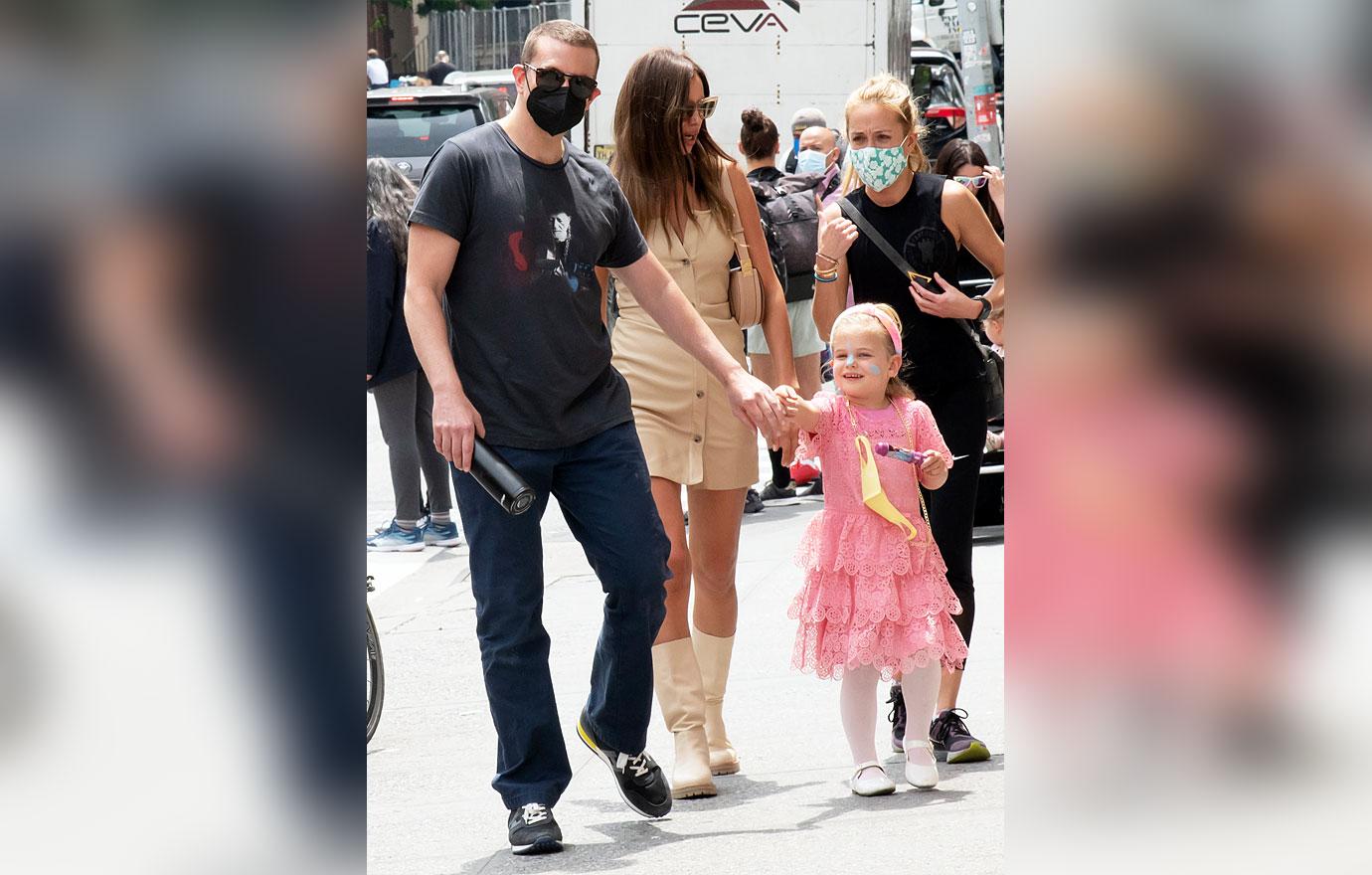 bradley cooper and irina shayk take lea cooper for a walk