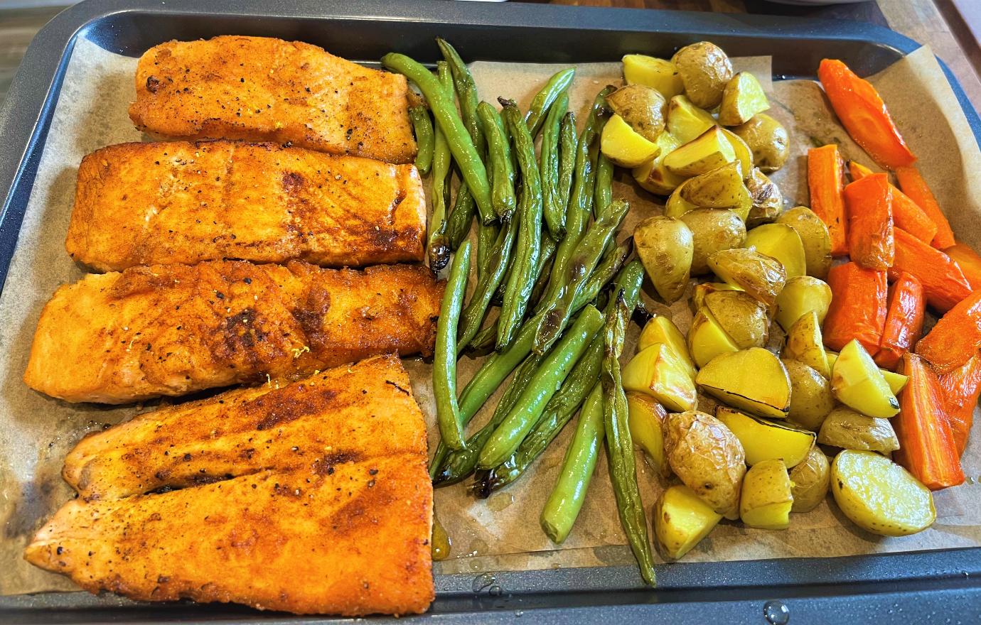 ana quincoces healthy recipe salmon veggies